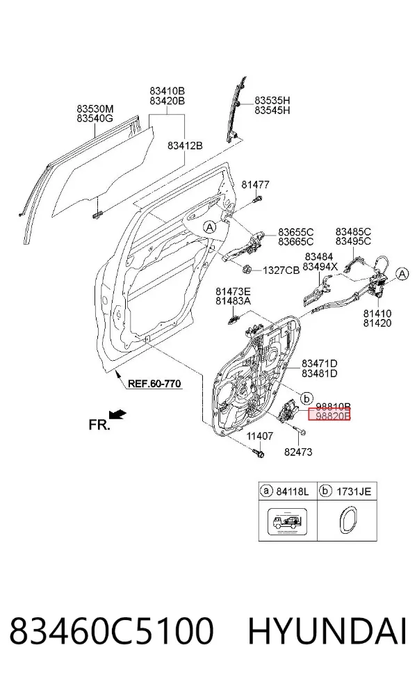 Мотор стеклоподъемника двери задней правой 83460C5100 Hyundai/Kia