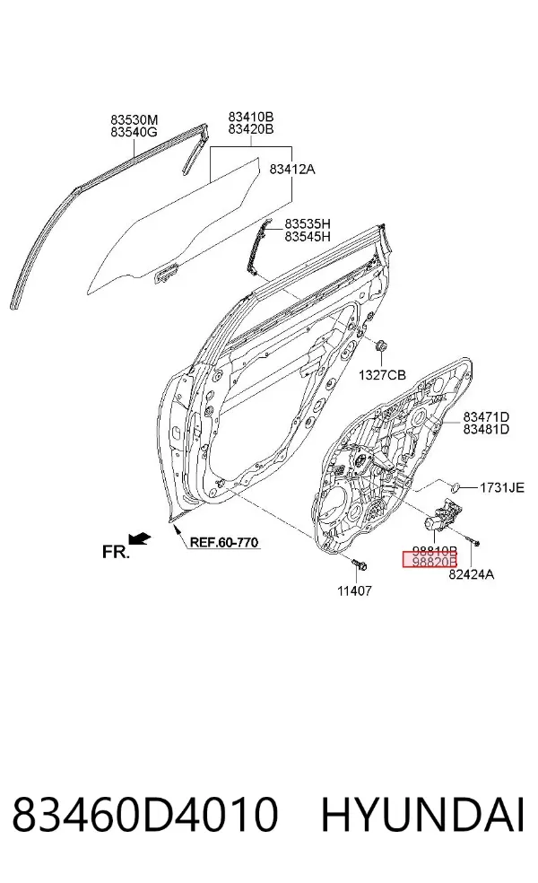 Мотор стеклоподъемника двери задней правой 83460D4010 Hyundai/Kia