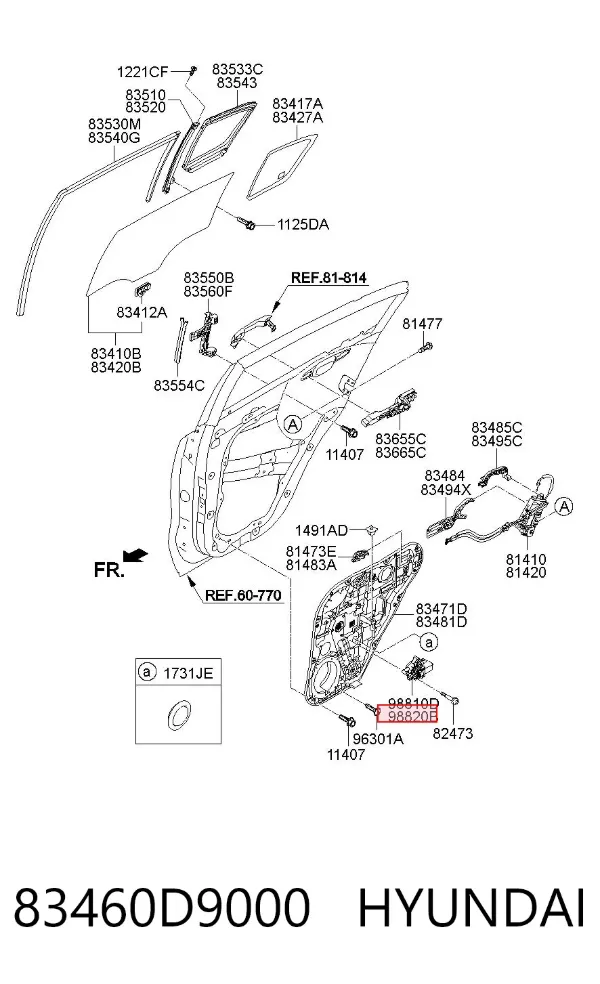 Мотор стеклоподъемника двери задней правой 83460D9000 Hyundai/Kia