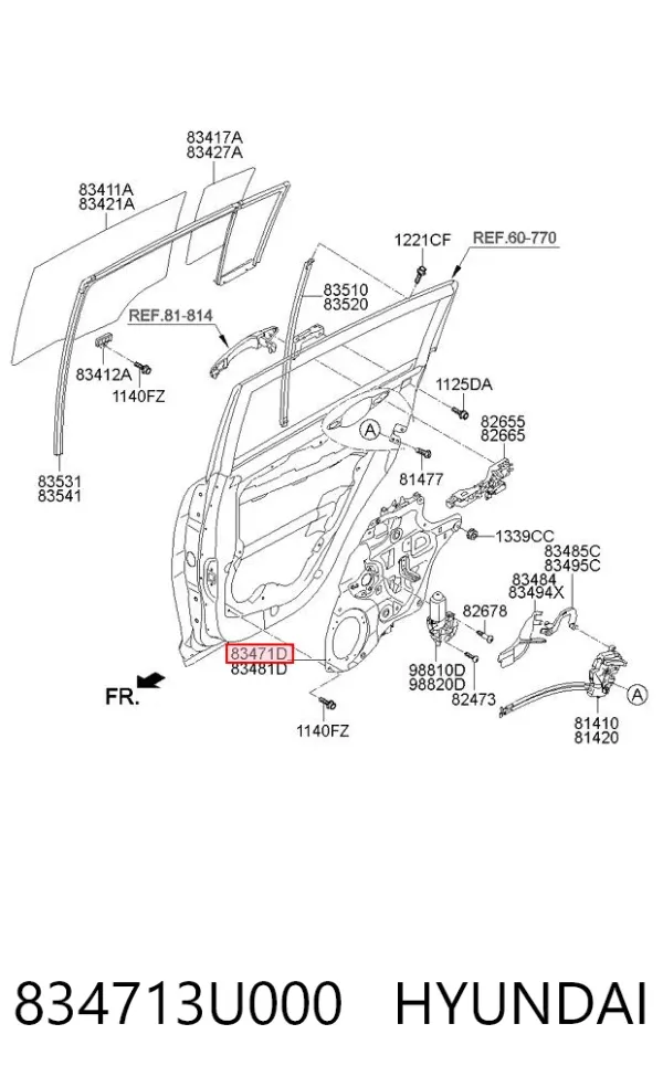 Механизм стеклоподъемника двери задней левой 834713U000 Hyundai/Kia