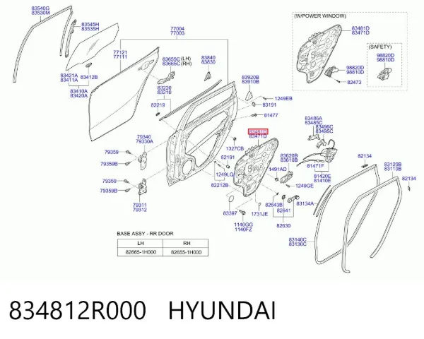 Механизм стеклоподъемника двери задней правой 834812R000 Hyundai/Kia