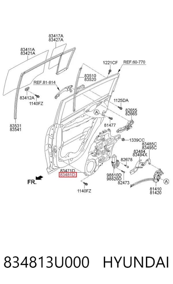 Механизм стеклоподъемника двери задней правой 834813U000 Hyundai/Kia