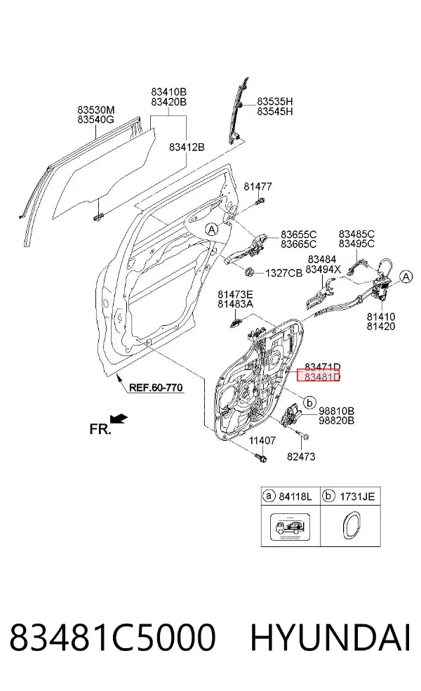 Механизм стеклоподъемника двери задней правой 83481C5000 Hyundai/Kia