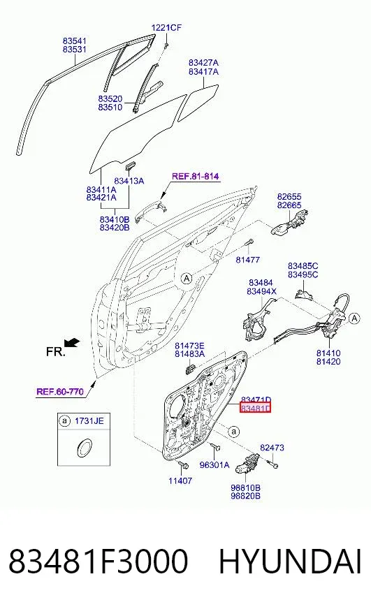 Механизм стеклоподъемника двери задней правой 83481F3000 Hyundai/Kia