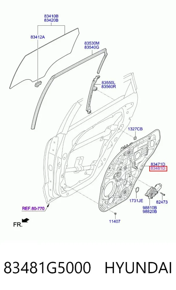 Механизм стеклоподъемника двери задней правой 83481G5000 Hyundai/Kia