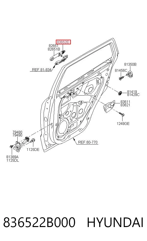 Ручка двери задней наружная правая 836522B000 Hyundai/Kia
