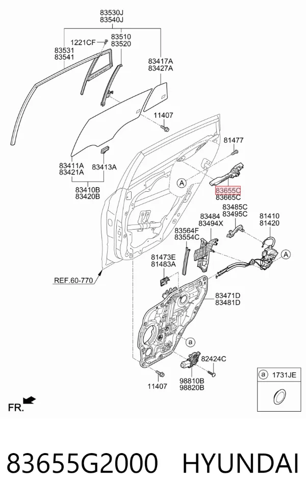 Держатель наружной ручки двери задней левой 83655G2000 Hyundai/Kia
