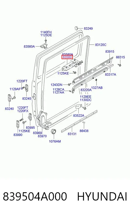 Ролик двери боковой (сдвижной) правый центральный 839504A000 Hyundai/Kia