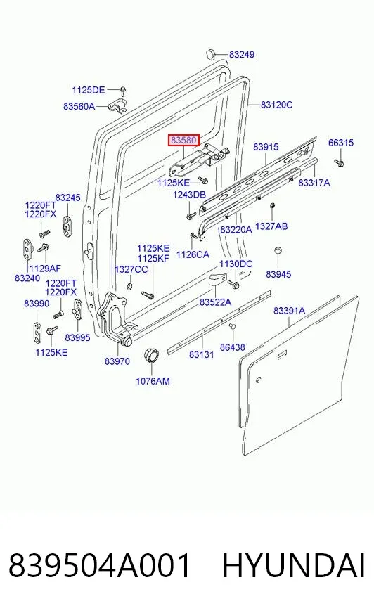 Ролик двери боковой (сдвижной) правый центральный 839504A001 Hyundai/Kia