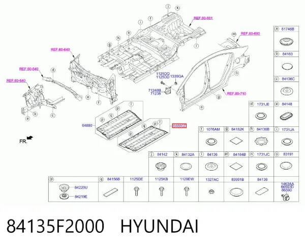 Защита днища левая 84135F2000 Hyundai/Kia