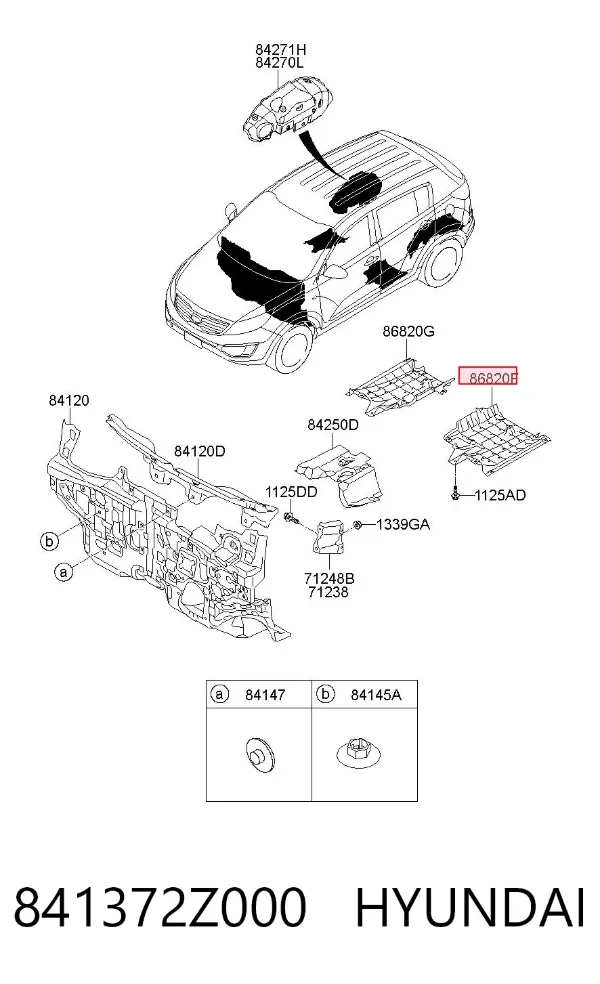 Защита днища передняя левая 841372Z000 Hyundai/Kia