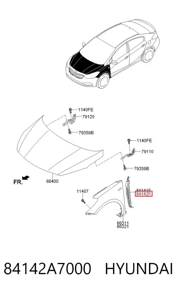 Уплотнитель крыла 84142A7000 Hyundai/Kia
