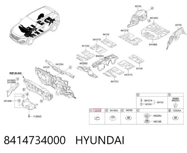 Пистон крепления подкрылок 8414734000 Hyundai/Kia