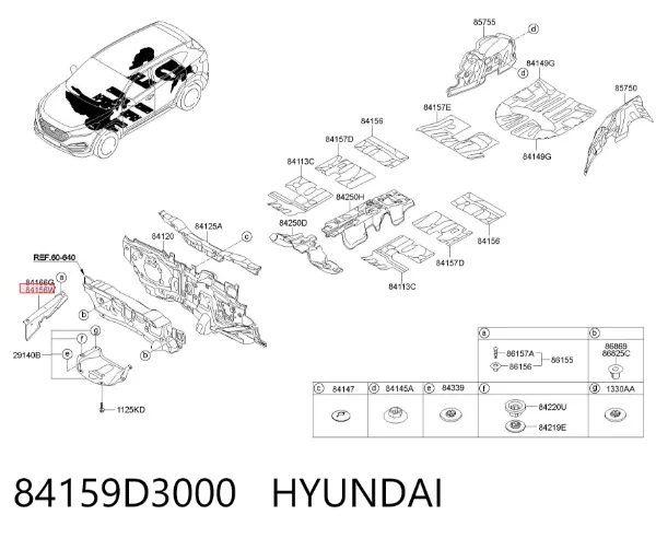 Уплотнитель крыла 84159D3000 Hyundai/Kia
