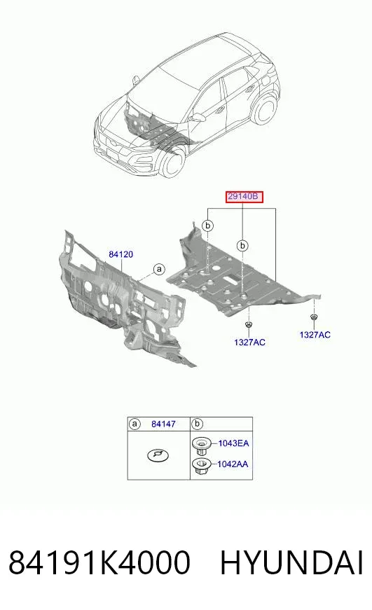 Защита двигателя задняя 84191K4000 Hyundai/Kia