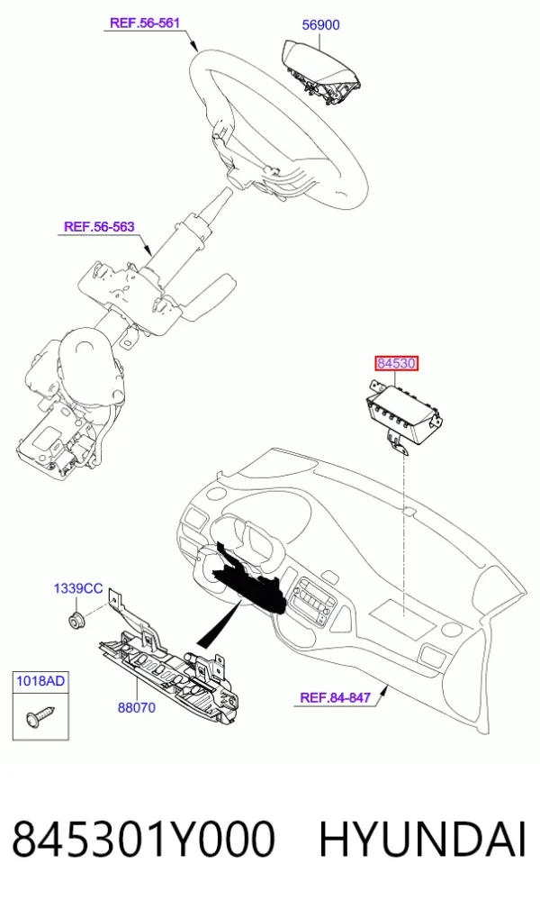 Подушка безопасности пассажира 845301Y000 Hyundai/Kia
