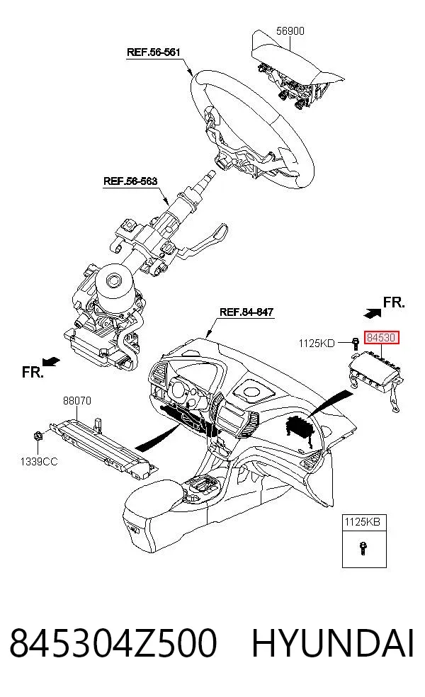 Подушка безопасности пассажира 845304Z500 Hyundai/Kia