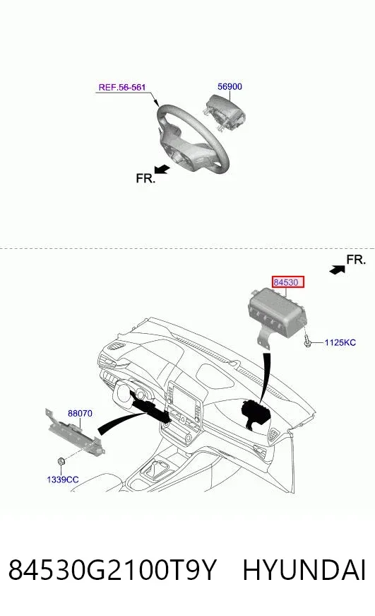Подушка безопасности пассажира 84530G2100T9Y Hyundai/Kia
