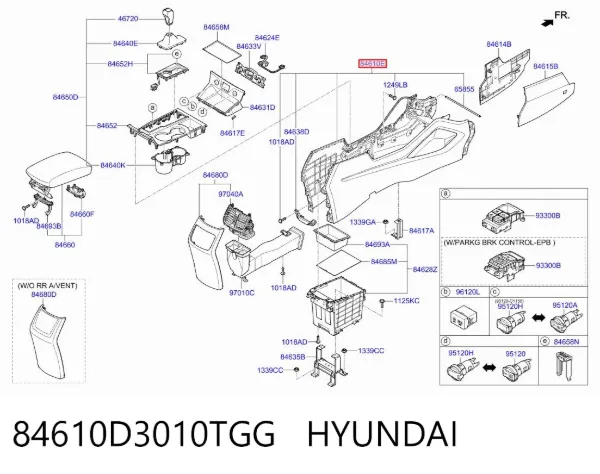 Консоль панели управления центральная 84610D3010TGG Hyundai/Kia