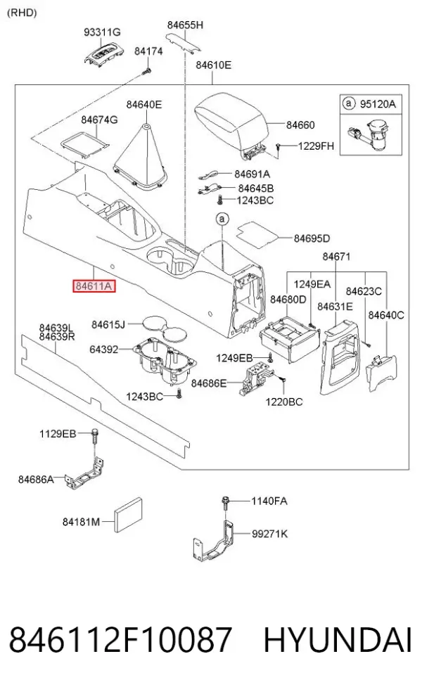 Консоль панели управления центральная 846112F10087 Hyundai/Kia