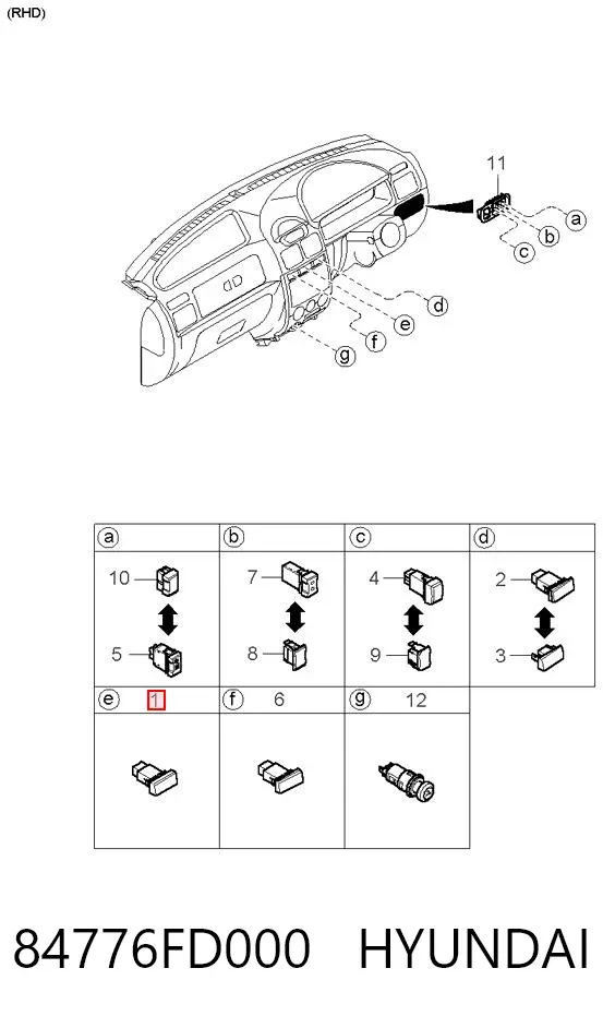 Кнопка аварийки 84776FD000 Hyundai/Kia
