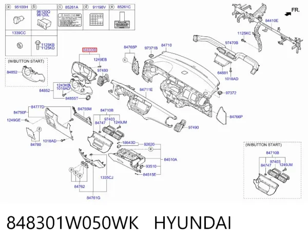 Облицовка щитка приборов "торпедо" 848301W050WK Hyundai/Kia