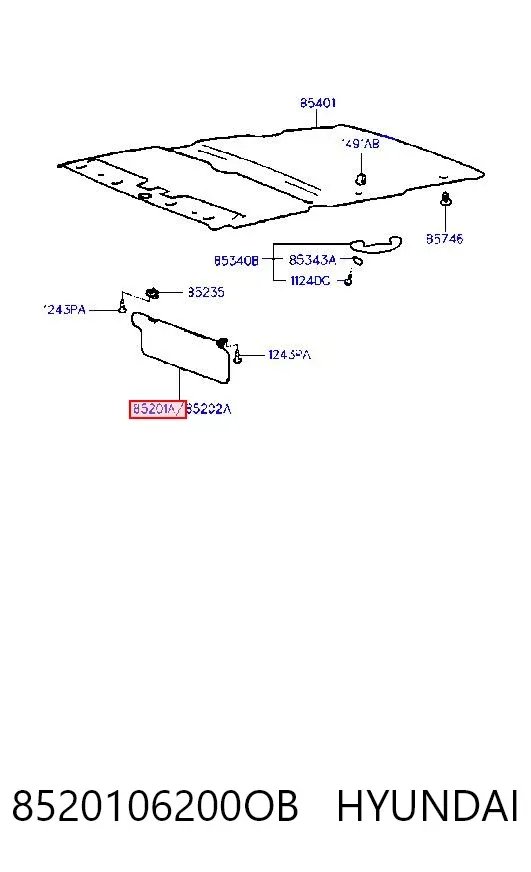 Солнцезащитный козырек 8520106200OB Hyundai/Kia