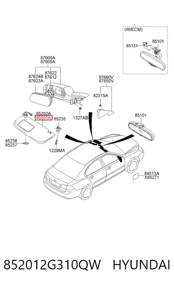 Солнцезащитный козырек 852012G310QW Hyundai/Kia