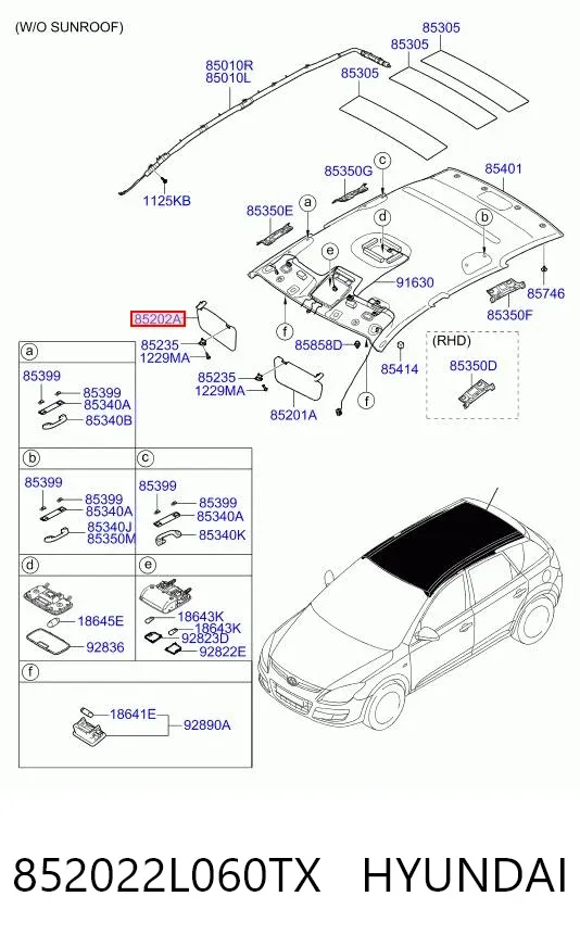 Солнцезащитный козырек 852022L060TX Hyundai/Kia