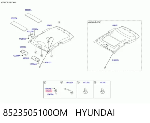 Фиксатор солнцезащитного козырька 8523505100OM Hyundai/Kia