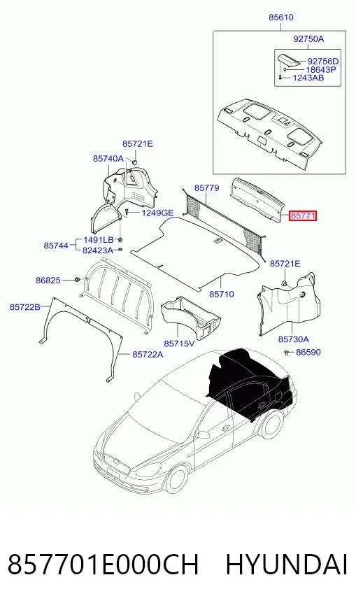 Панель багажного отсека задняя 857701E000CH Hyundai/Kia