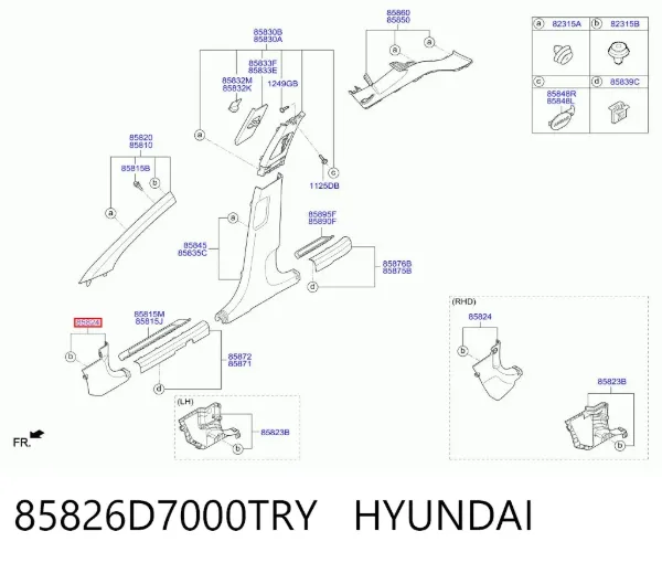 Обшивка стойки кузова внутренняя передняя правая 85826D7000TRY Hyundai/Kia