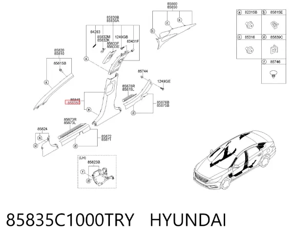 Обшивка стойки кузова внутренняя средняя нижняя левая 85835C1000TRY Hyundai/Kia