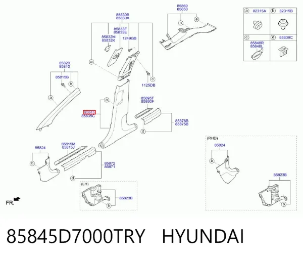 Обшивка стойки кузова внутренняя средняя нижняя правая 85845D7000TRY Hyundai/Kia