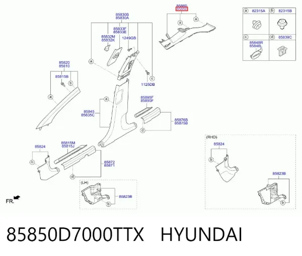 Обшивка стойки кузова внутренняя задняя левая 85850D7000TTX Hyundai/Kia