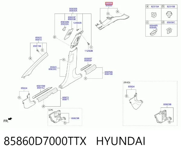 Обшивка стойки кузова внутренняя задняя правая 85860D7000TTX Hyundai/Kia