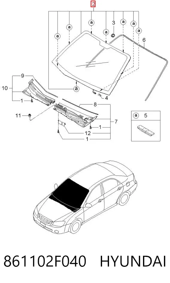 Лобовое стекло 861102F040 Hyundai/Kia