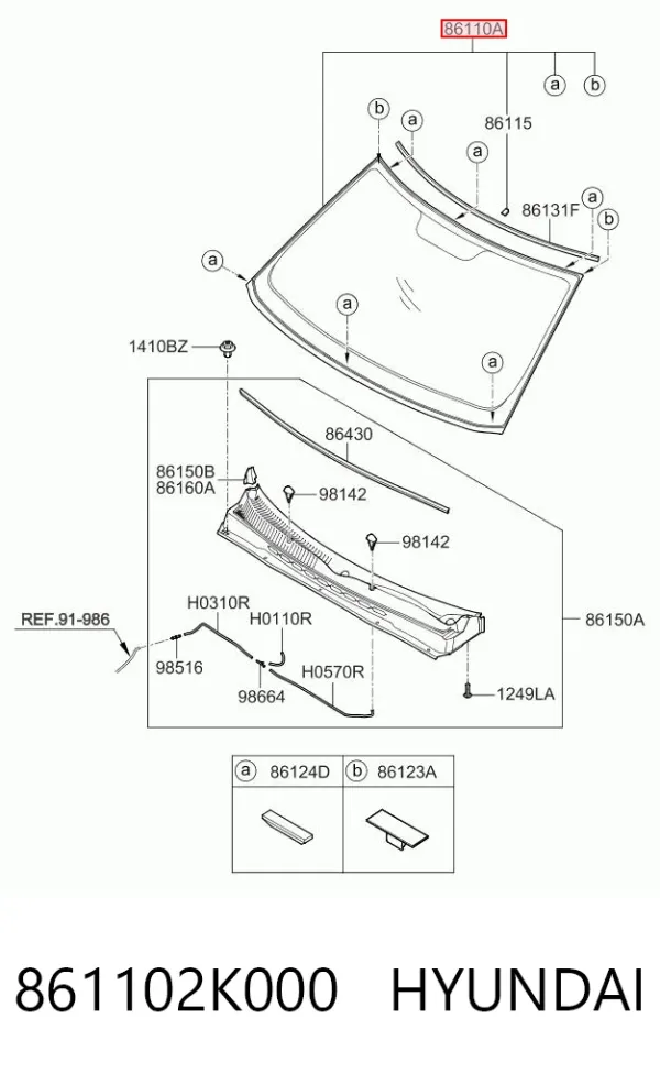 Лобовое стекло 861102K000 Hyundai/Kia