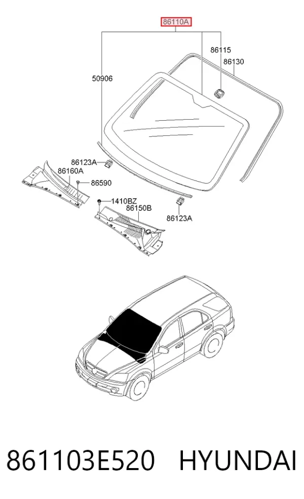 Лобовое стекло 861103E520 Hyundai/Kia