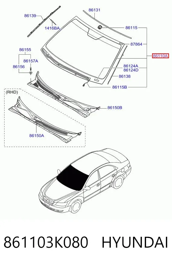 Лобовое стекло Hyundai Sonata V