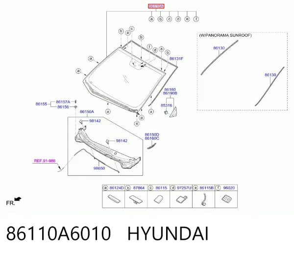 Лобовое стекло 86110A6010 Hyundai/Kia