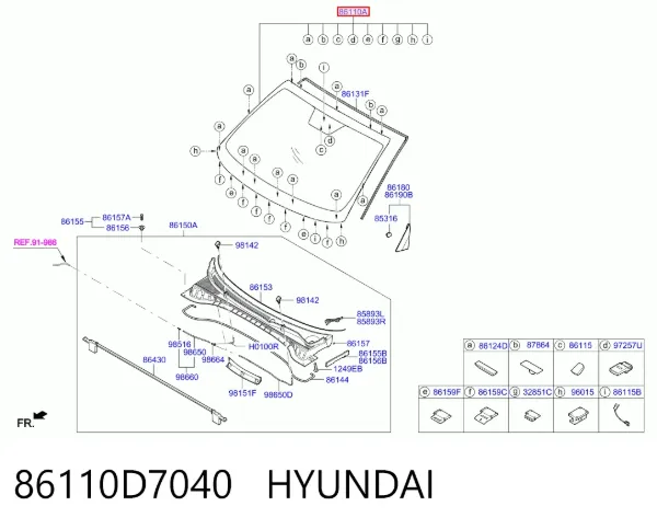 Лобовое стекло 86110D7040 Hyundai/Kia