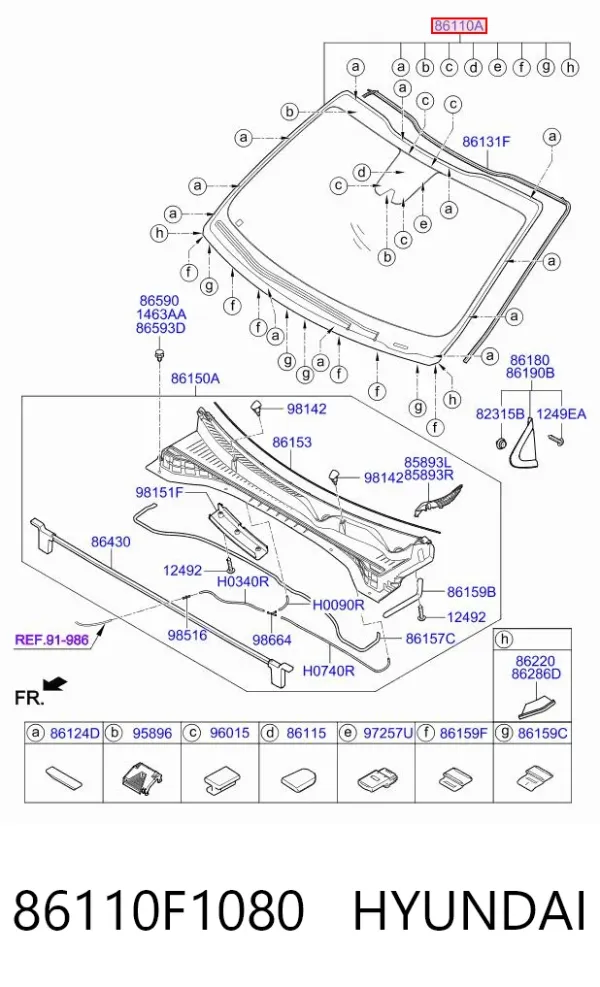 Лобовое стекло 86110F1080 Hyundai/Kia