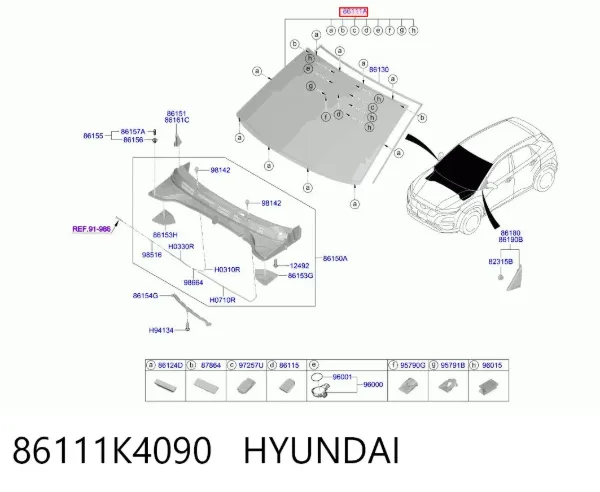Лобовое стекло 86111K4090 Hyundai/Kia