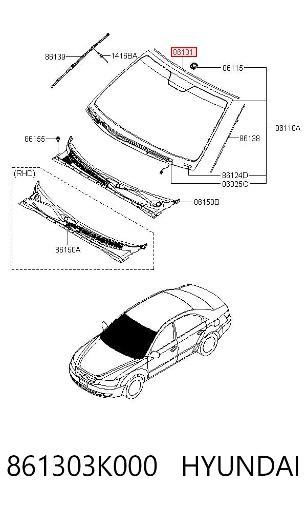 Молдинг лобового стекла верхний GS3213P133X Icor
