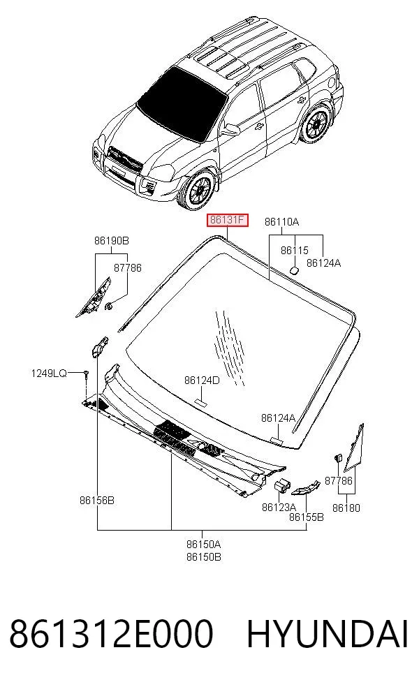 Молдинг лобового стекла 861312E000 Hyundai/Kia