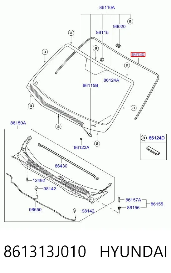 Молдинг лобового стекла 861313J010 Hyundai/Kia