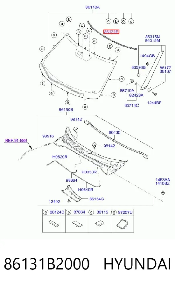 Лобовое стекло 86131B2000 Hyundai/Kia