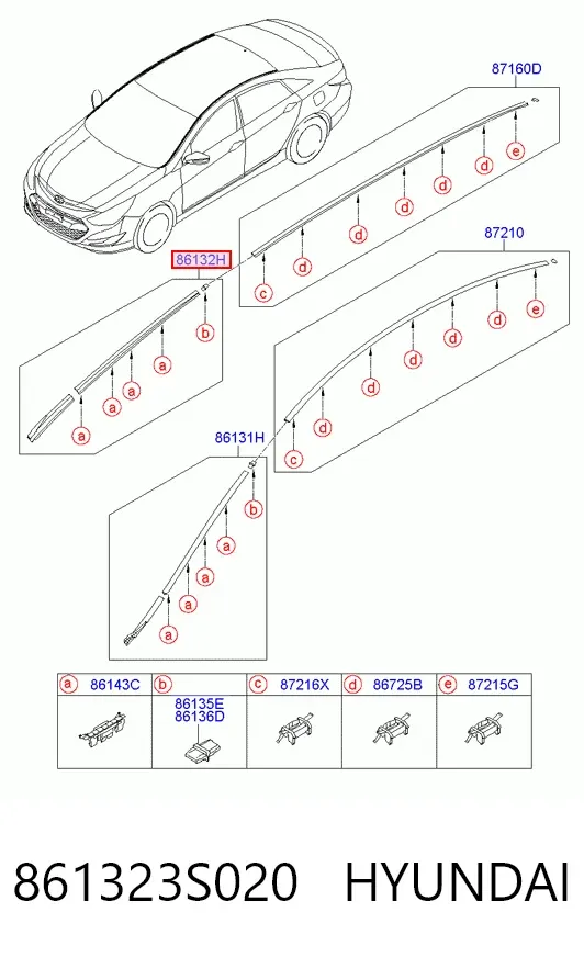 Молдинг лобового стекла правый 861323S020 Hyundai/Kia