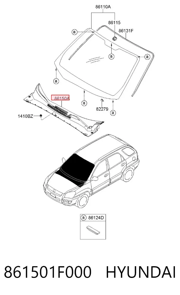 Водосток лобового стекла, жабо 861501F000 Hyundai/Kia